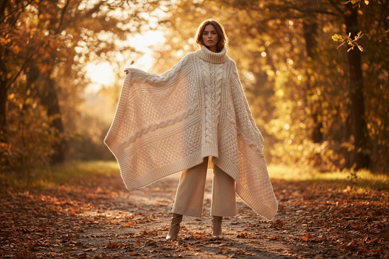 How to Wear a Knit Poncho: 10 Outfits From Casual to Elegant