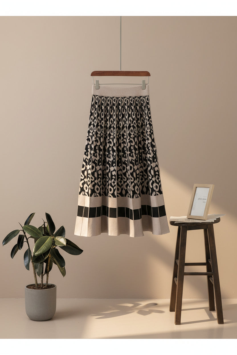 ELNOVÉ Knit Maxi A-Line Skirt