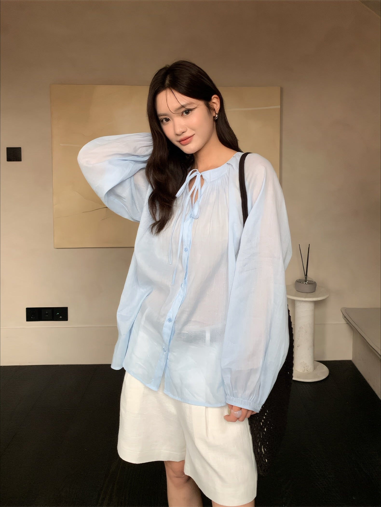 ELNOVÉ Alexandra Tie-Neck Blouse