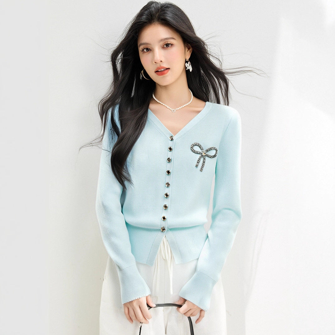 ELNOVÉ Hélène V-Ausschnitt Strickjacke