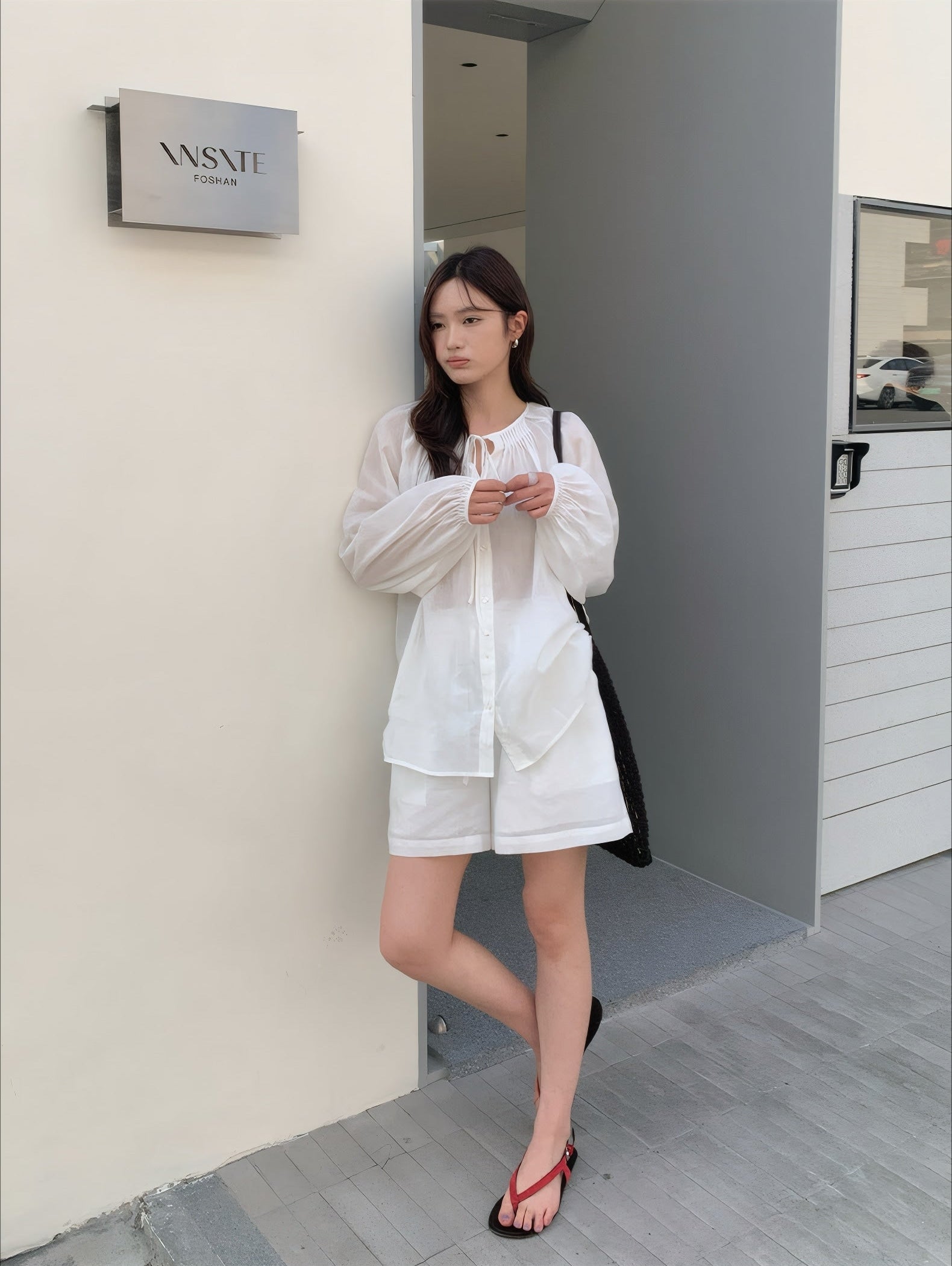 ELNOVÉ Alexandra Tie-Neck Blouse