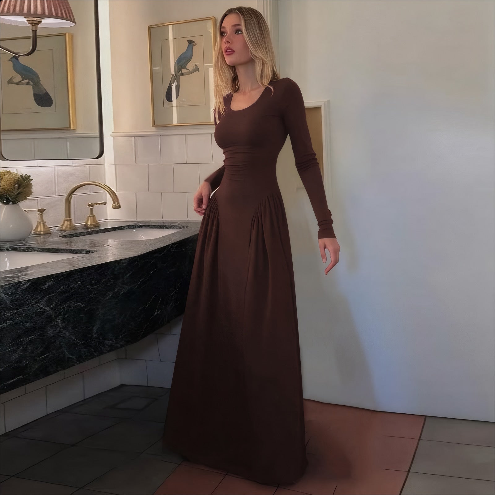 Vestido Decote em U ELNOVÉ Marine