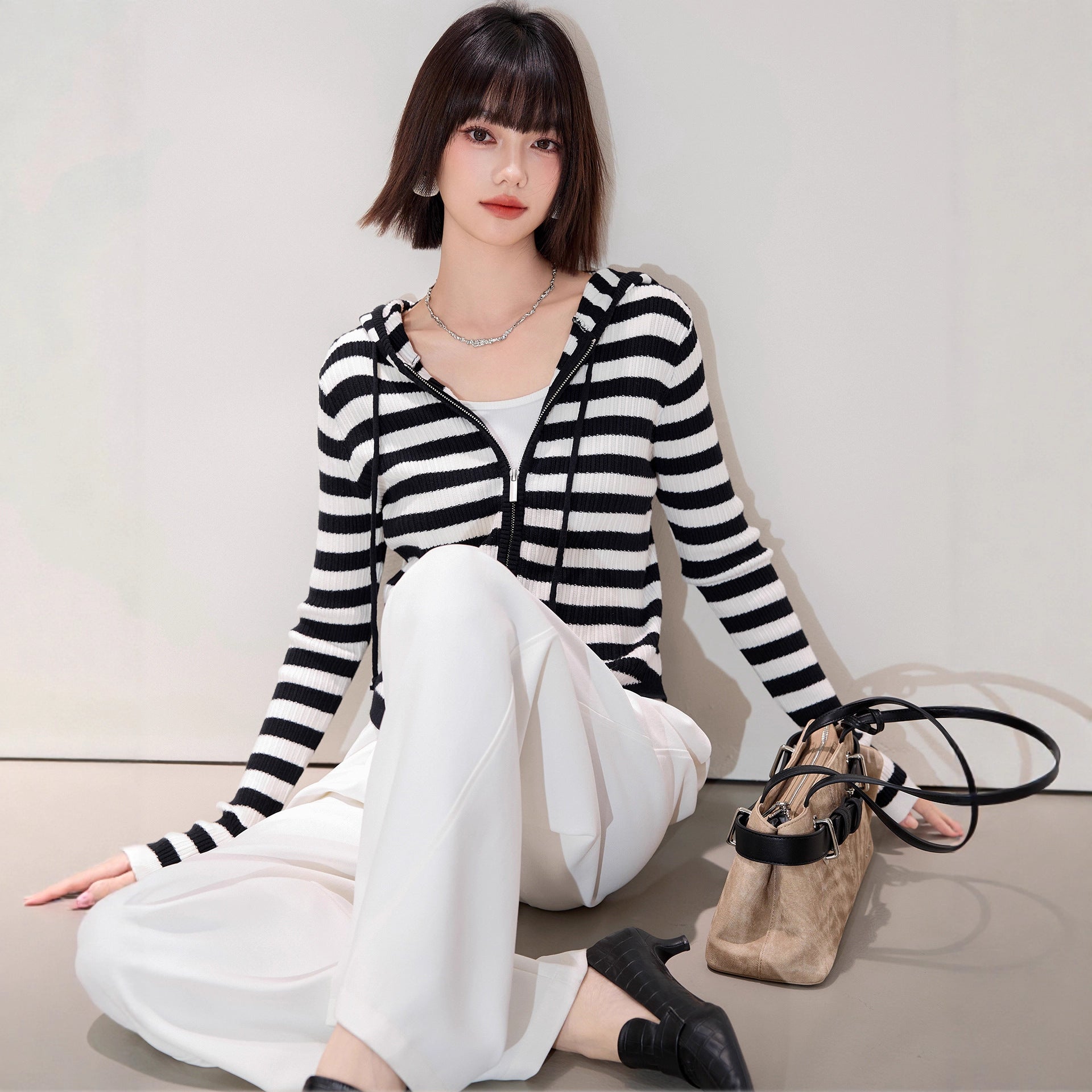 ELNOVÉ Pénélope Striped Cardigan