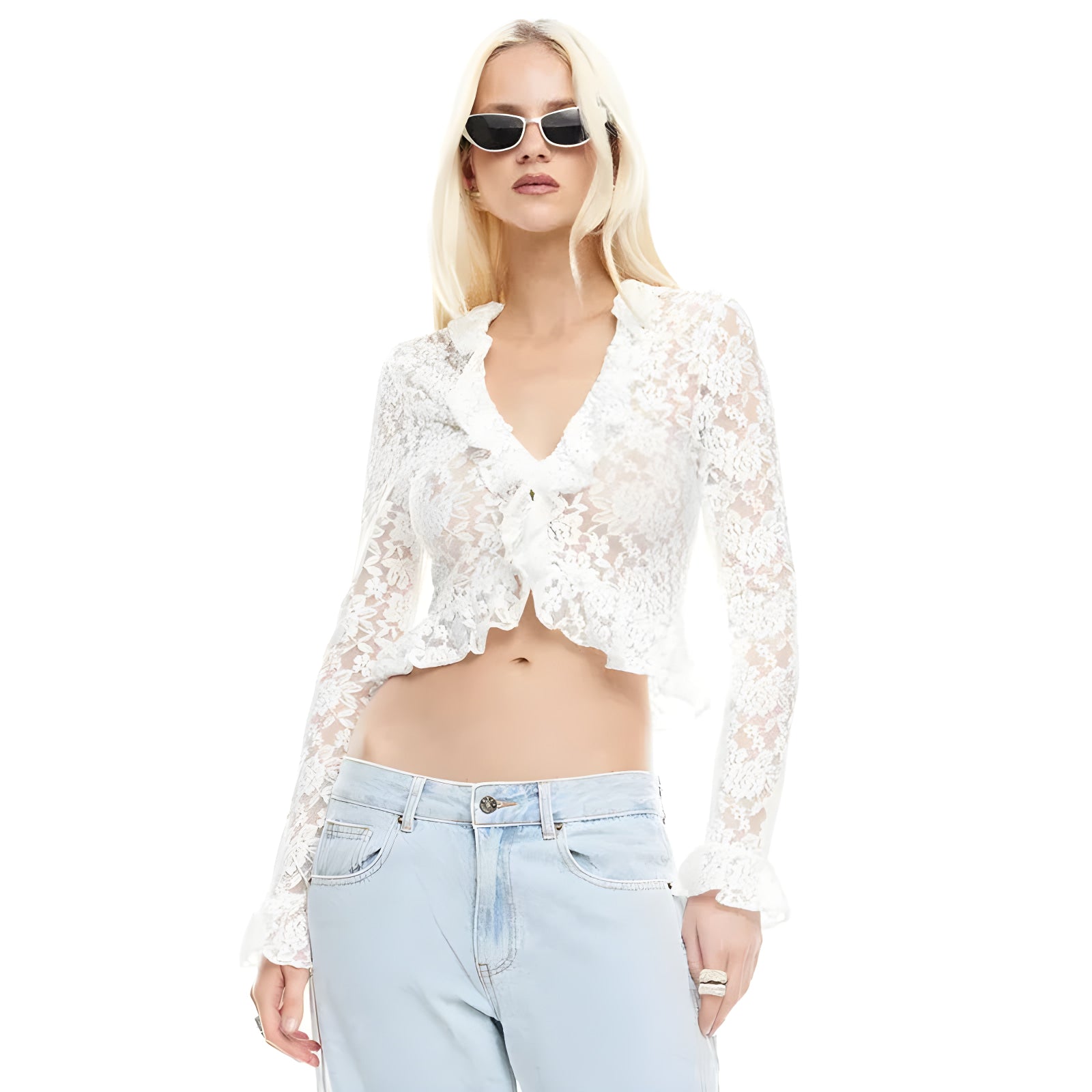 ELNOVÉ Capucine Pull Ajouré Col en V