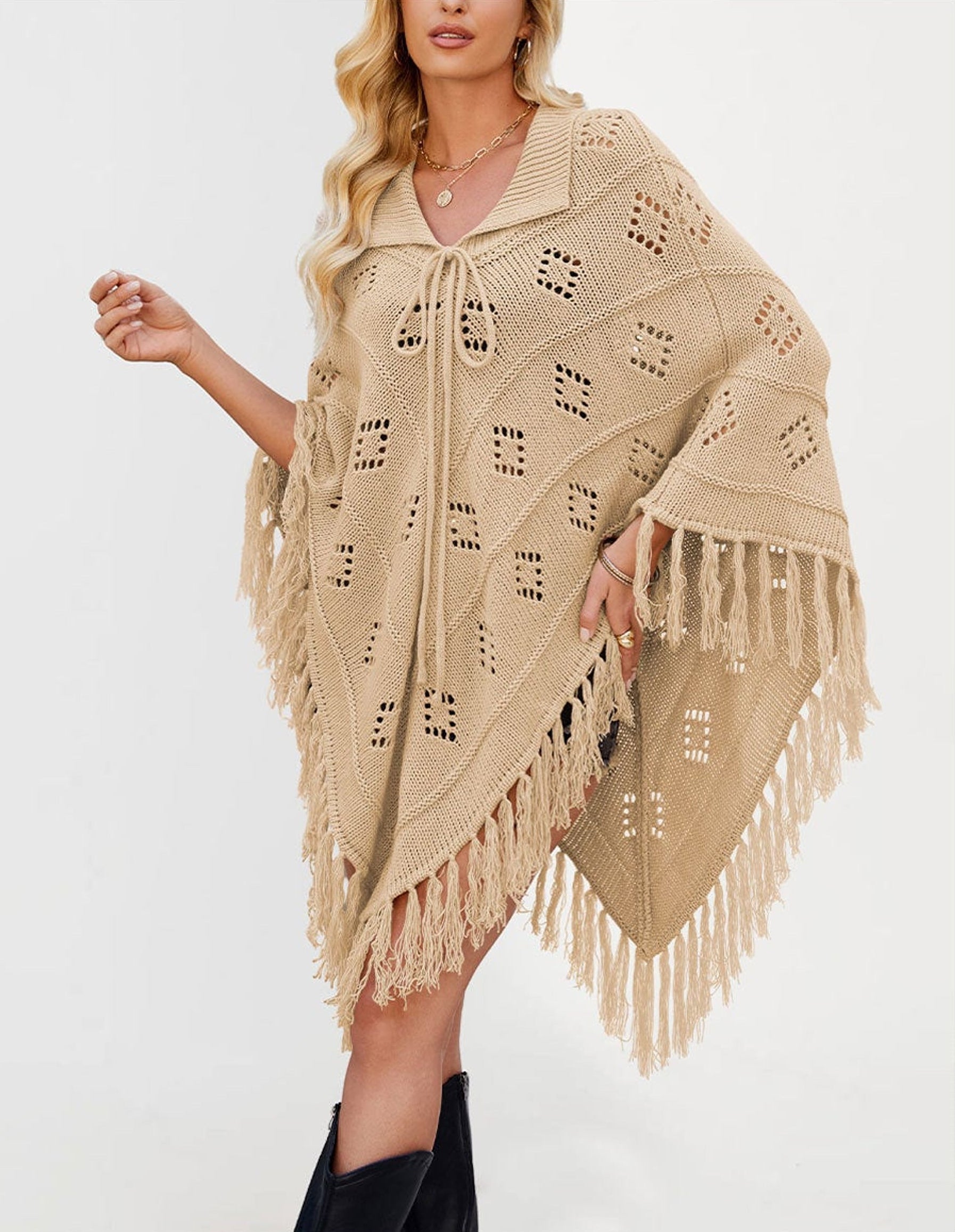 ELNOVÉ Ariane Tassel Knit Shawl