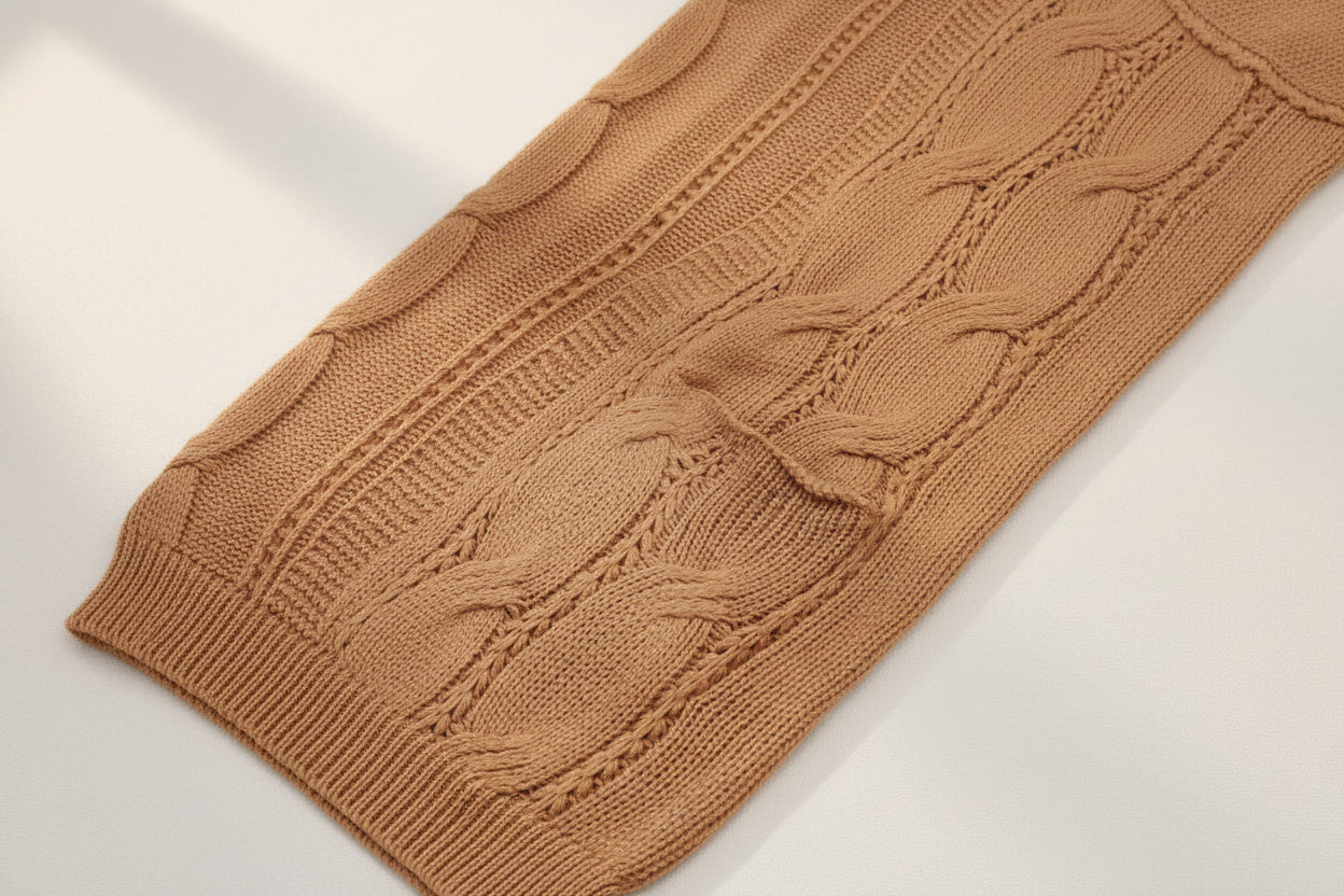 Ribbed Trim Eyelet Cable Knit Cardigan — View 52