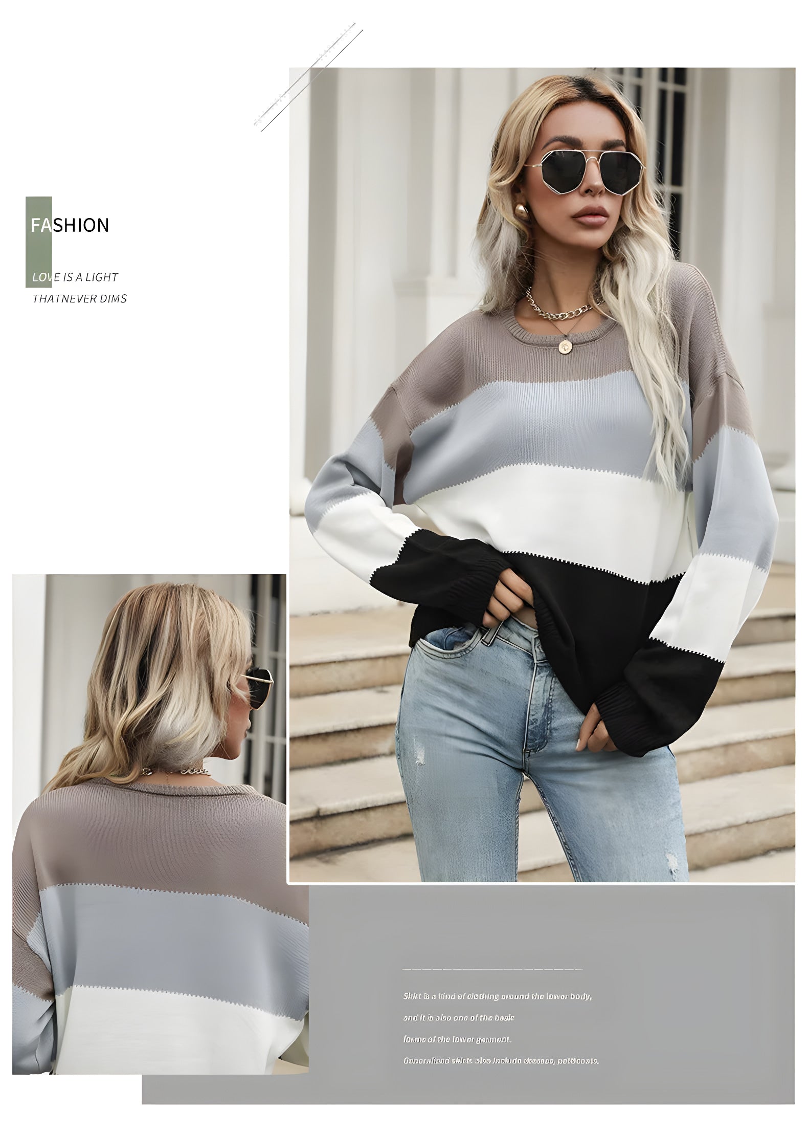 color-block knit pullover