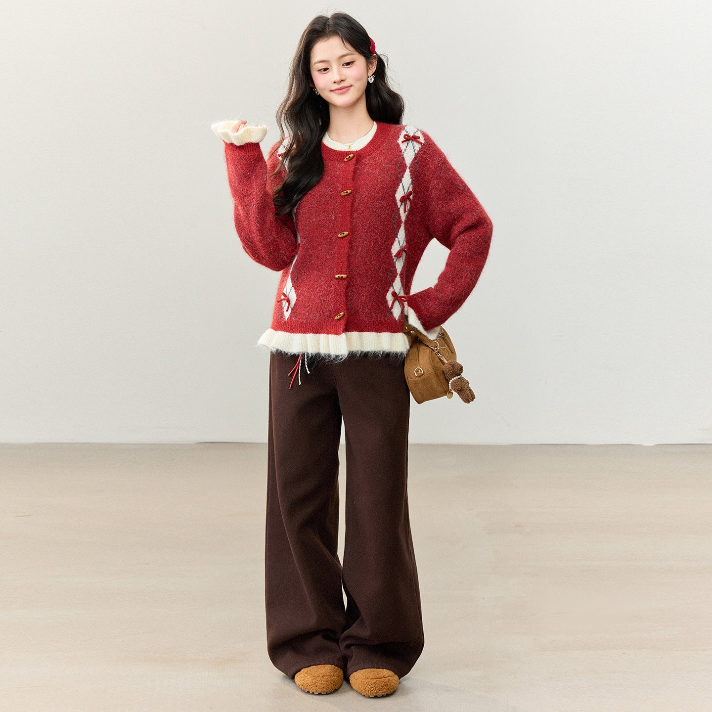 ELNOVÉ Éloise Cardigan con dettaglio di fiocco