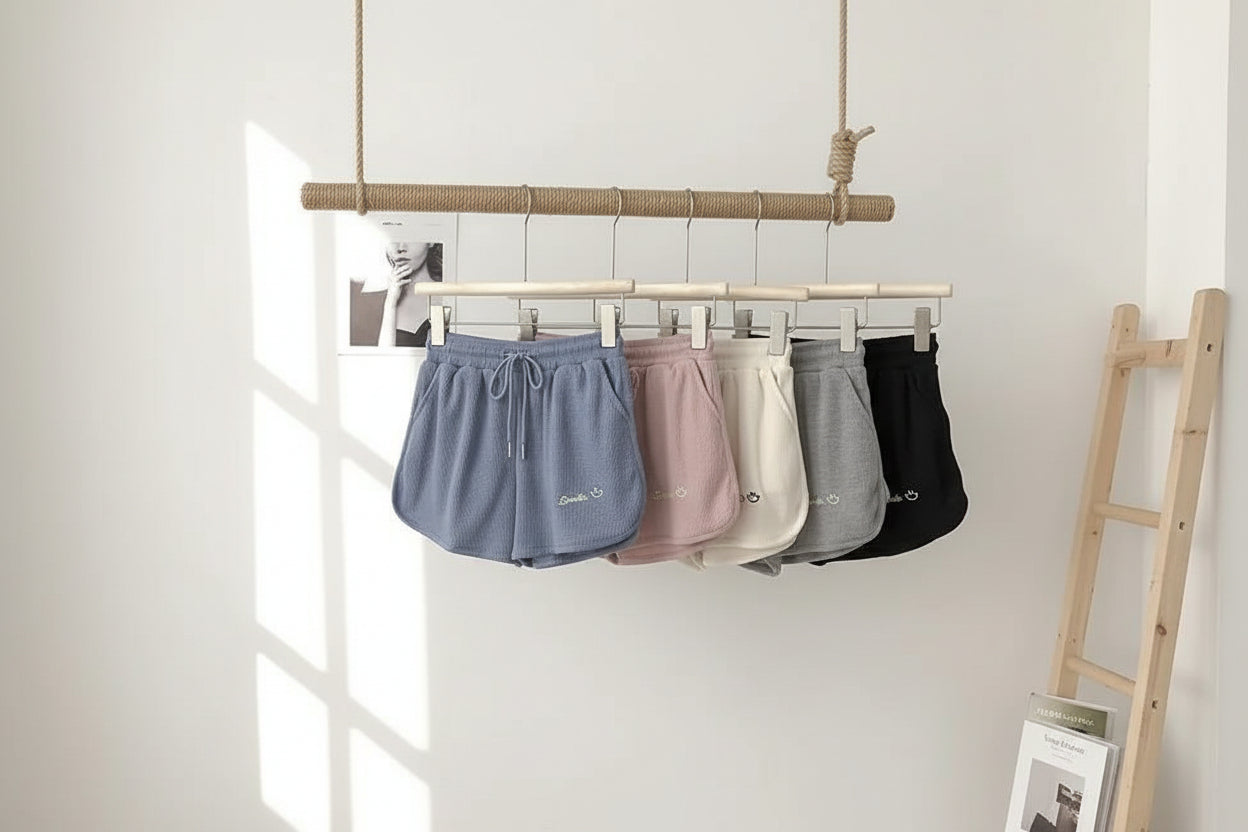 Waffle Knit High-Waist Wide-Leg Shorts — alternate angle