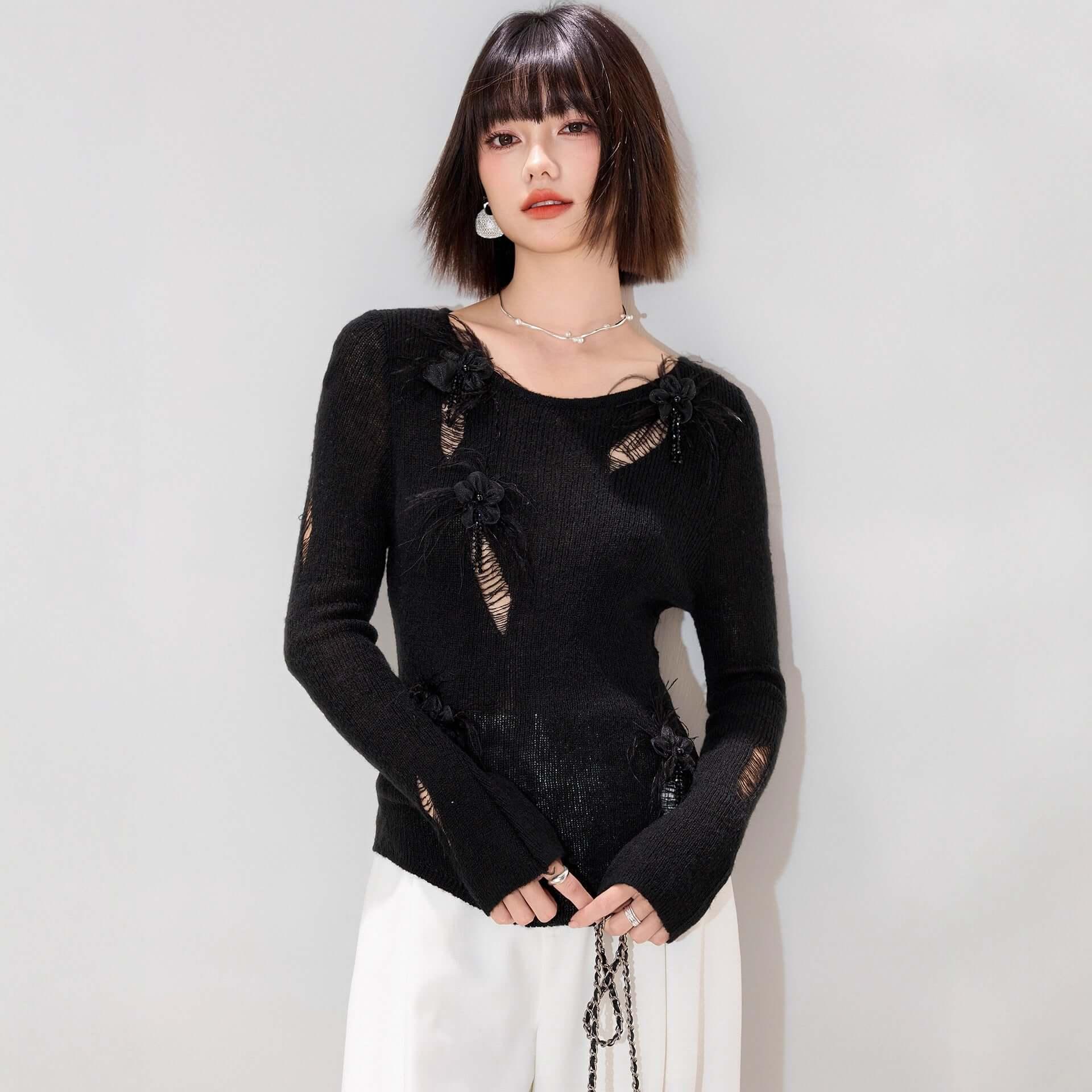 Émeline Durchbrochener Pullover