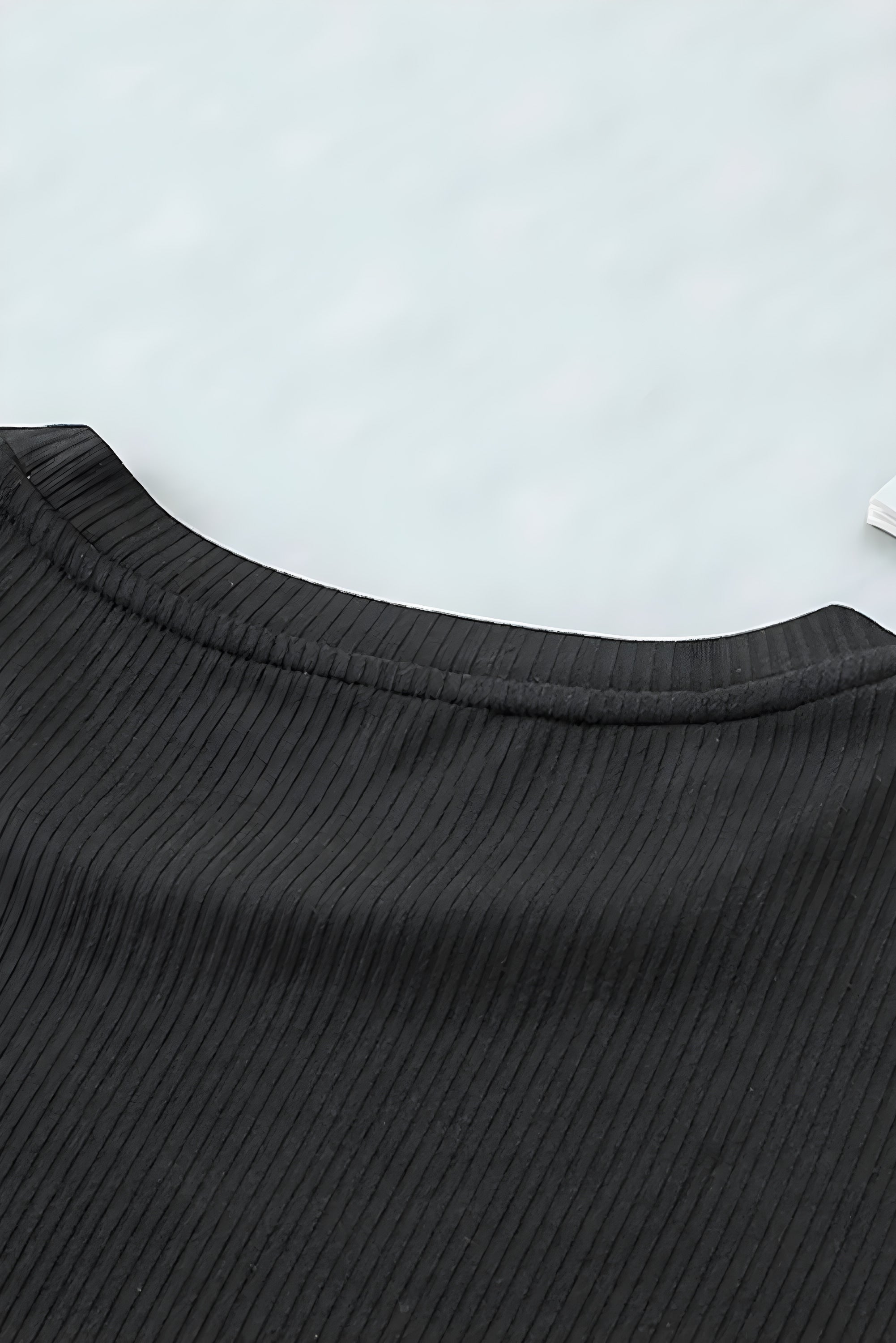 ELNOVÉ Aurélie Scalloped Eyelet Sleeve Ribbed Knit Top