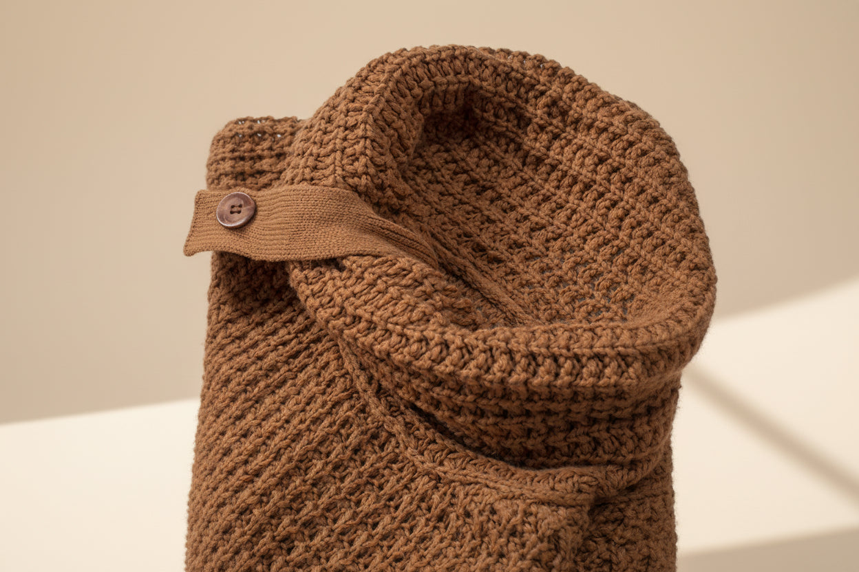 Buttoned Wrap Turtleneck Sweater