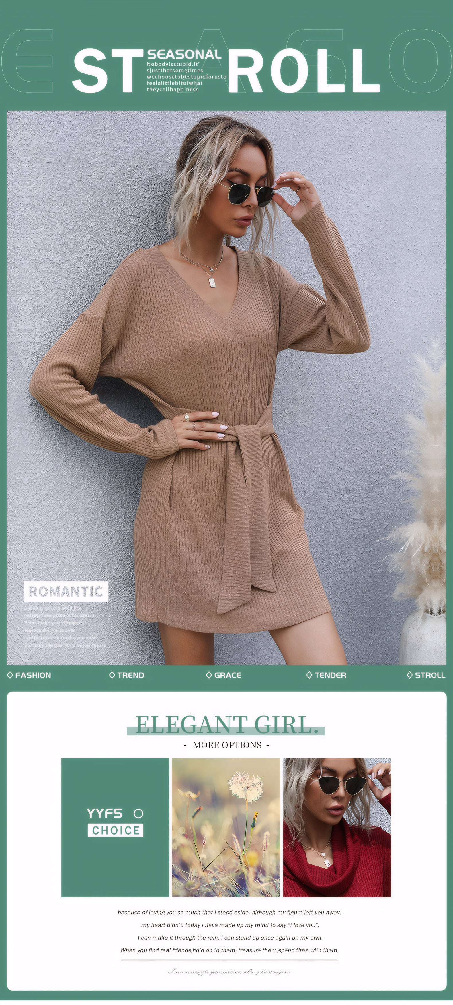 ELNOVÉ Nathalie V-Ausschnitt Strickkleid