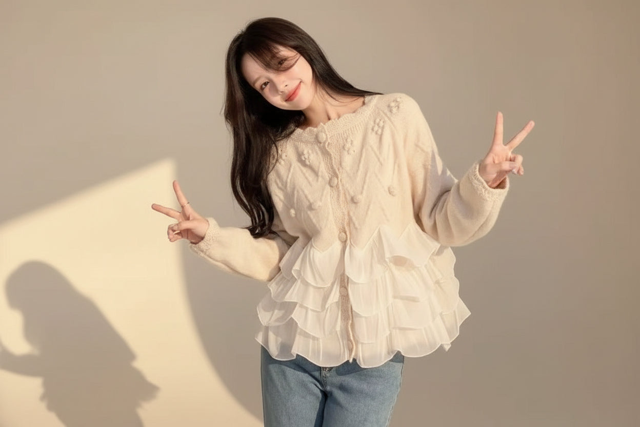 ELNOVÉ Mohair Knit Cardigan