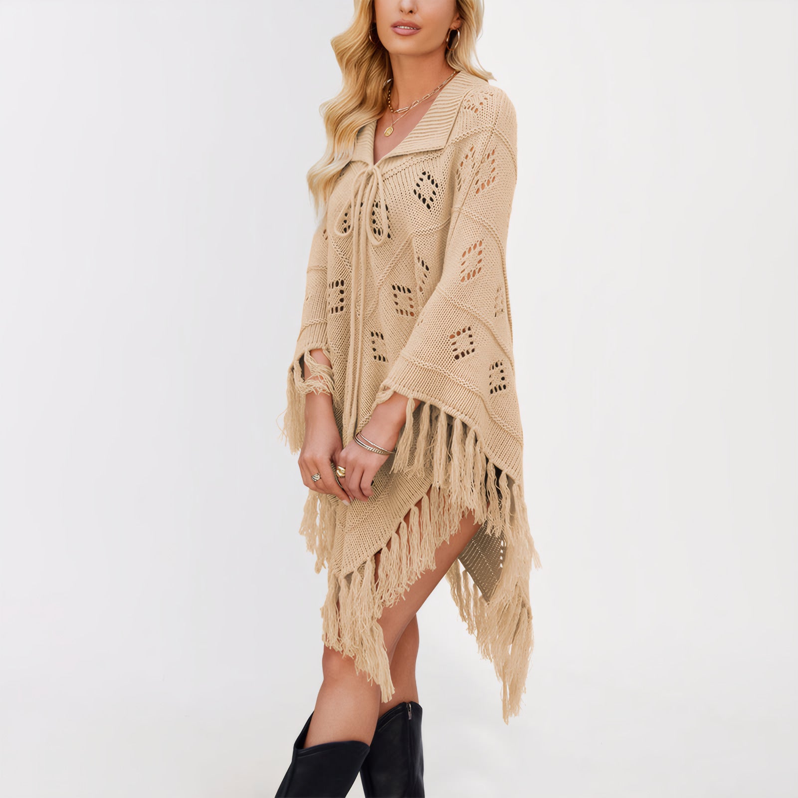 ELNOVÉ Ariane Châle Tricot Franges