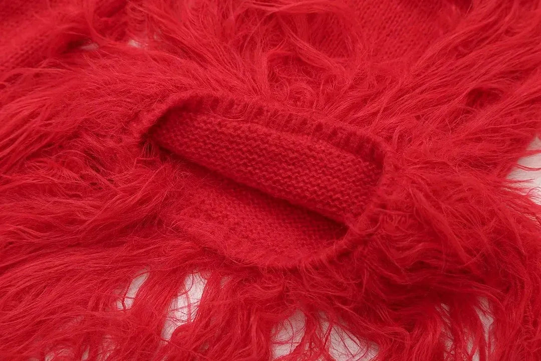feather-trim knit cardigan