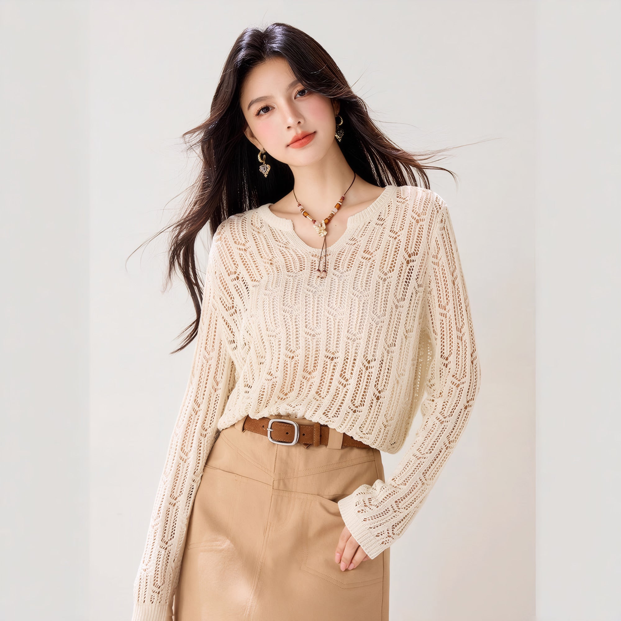 Solène Durchbrochener Strickpullover