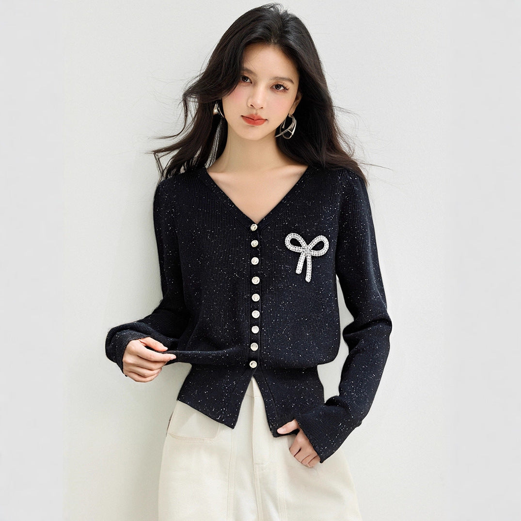ELNOVÉ Hélène V-Ausschnitt Strickjacke