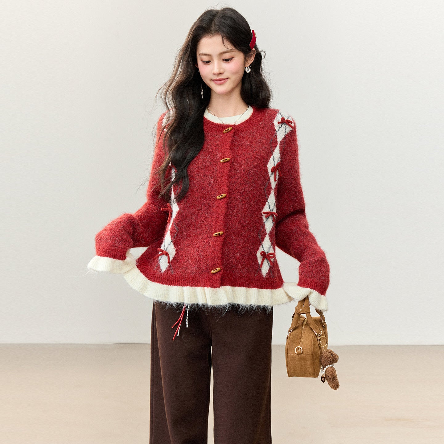 ELNOVÉ Éloise Cardigan con dettaglio di fiocco
