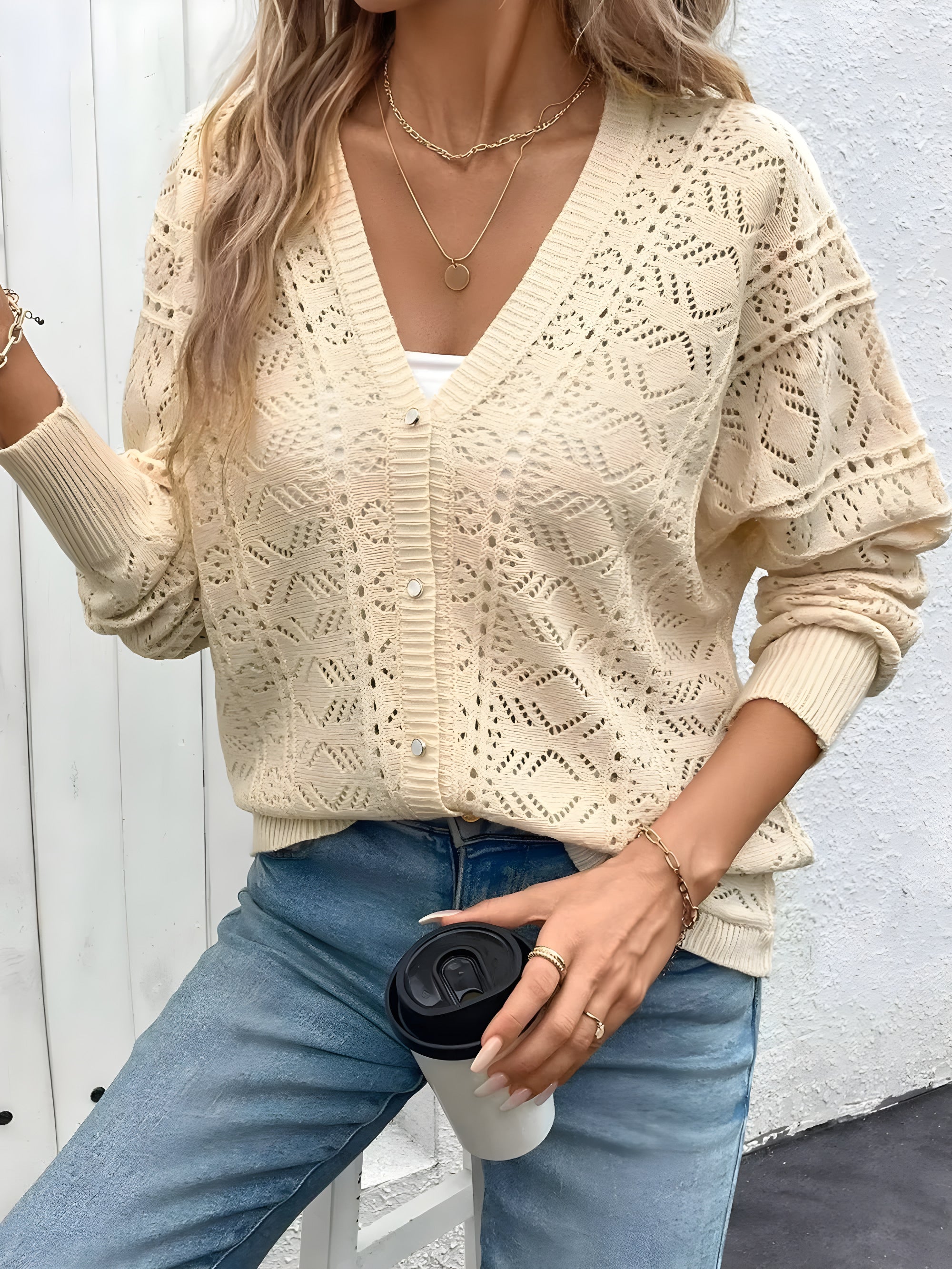 ELNOVÉ Isabelle Hohlstrick-Kurzstrickjacke