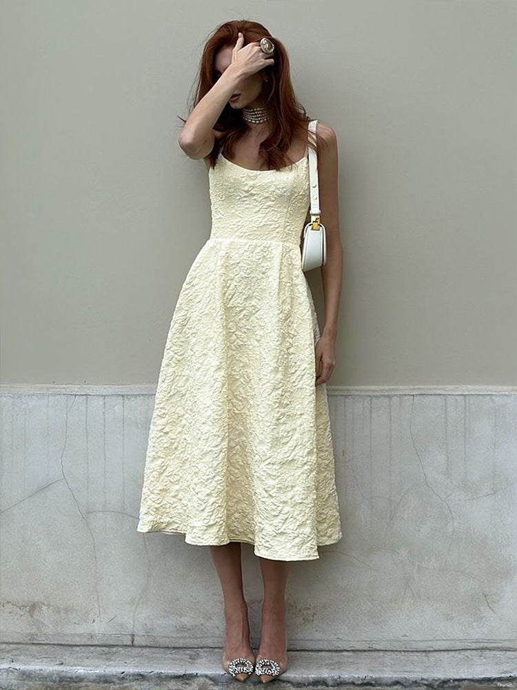 Strap style one-piece collar dress#Color_Apricot