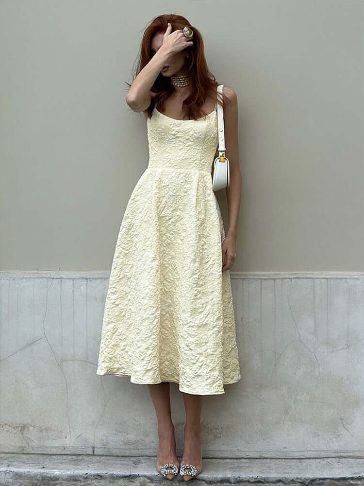 Céleste One-Shoulder Midi Dress#Color_Apricot