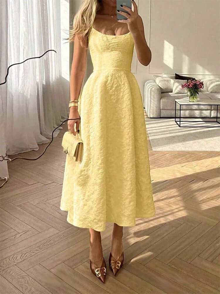 Céleste One-Shoulder Midi Dress#Color_Yellow
