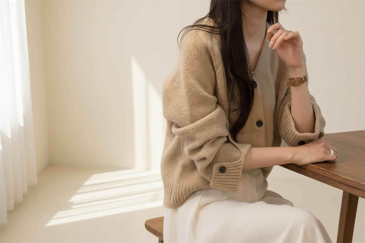 ELNOVÉ V-Neck Knit Cardigan