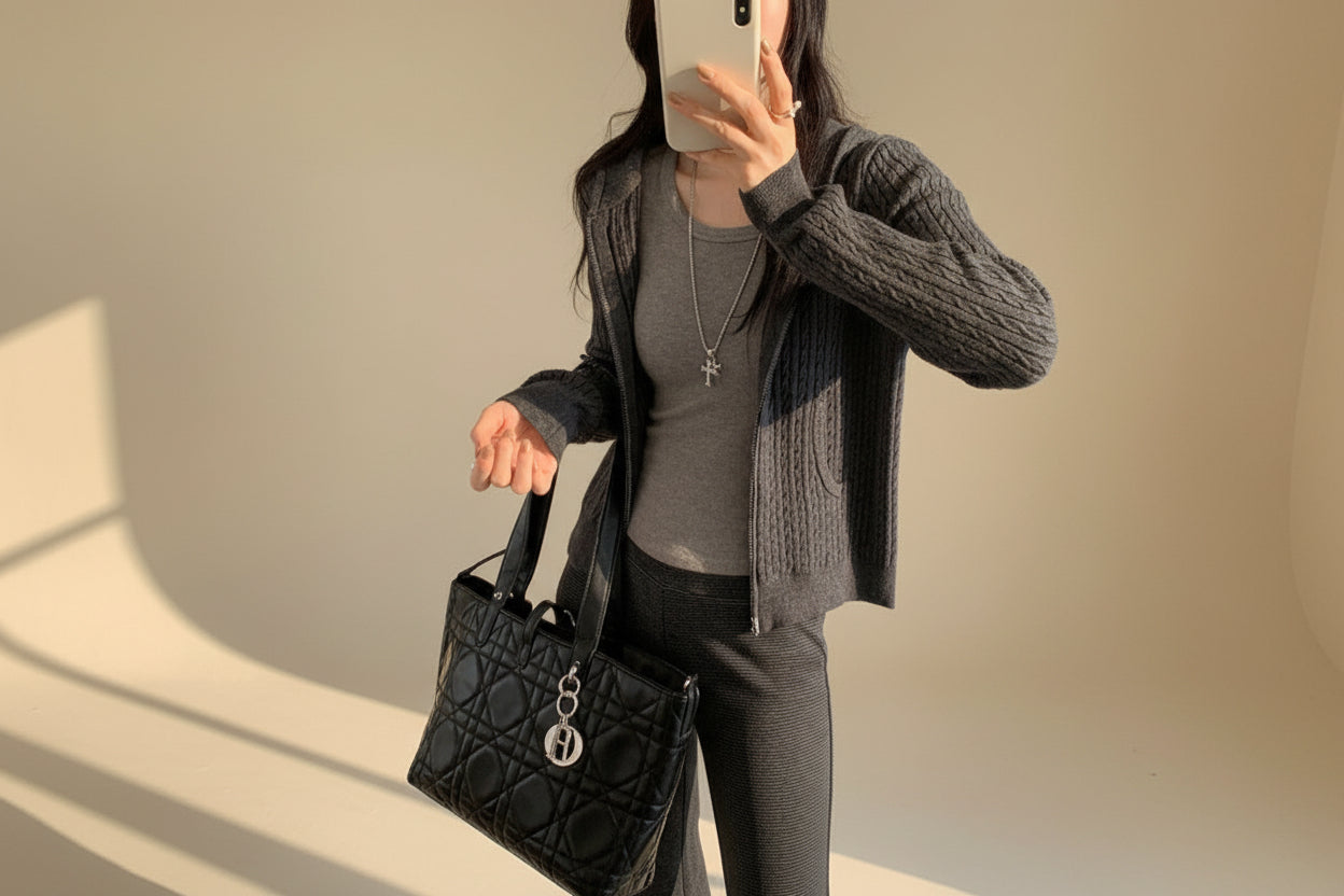 Cable Knit Hooded Zip Cardigan — Detail View 6