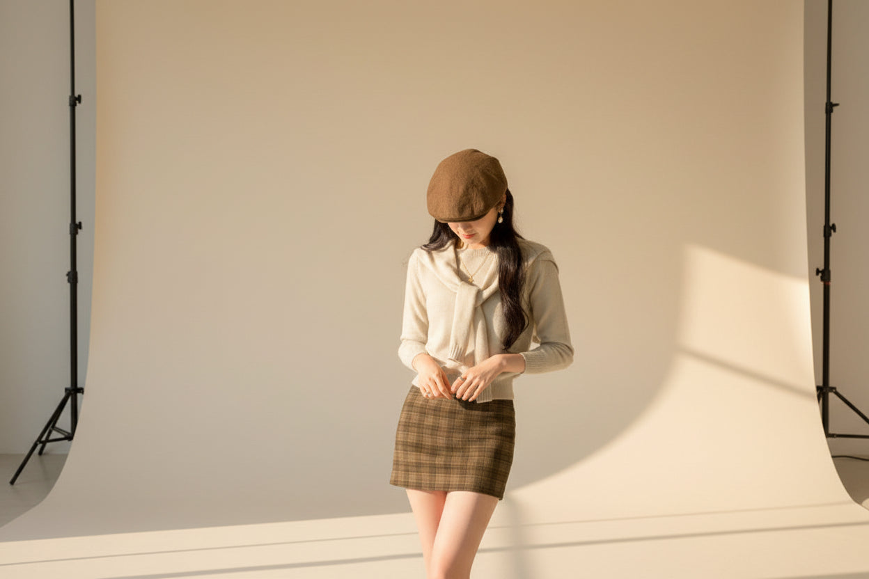 Shawl Collar Knit Sweater Set — Front View