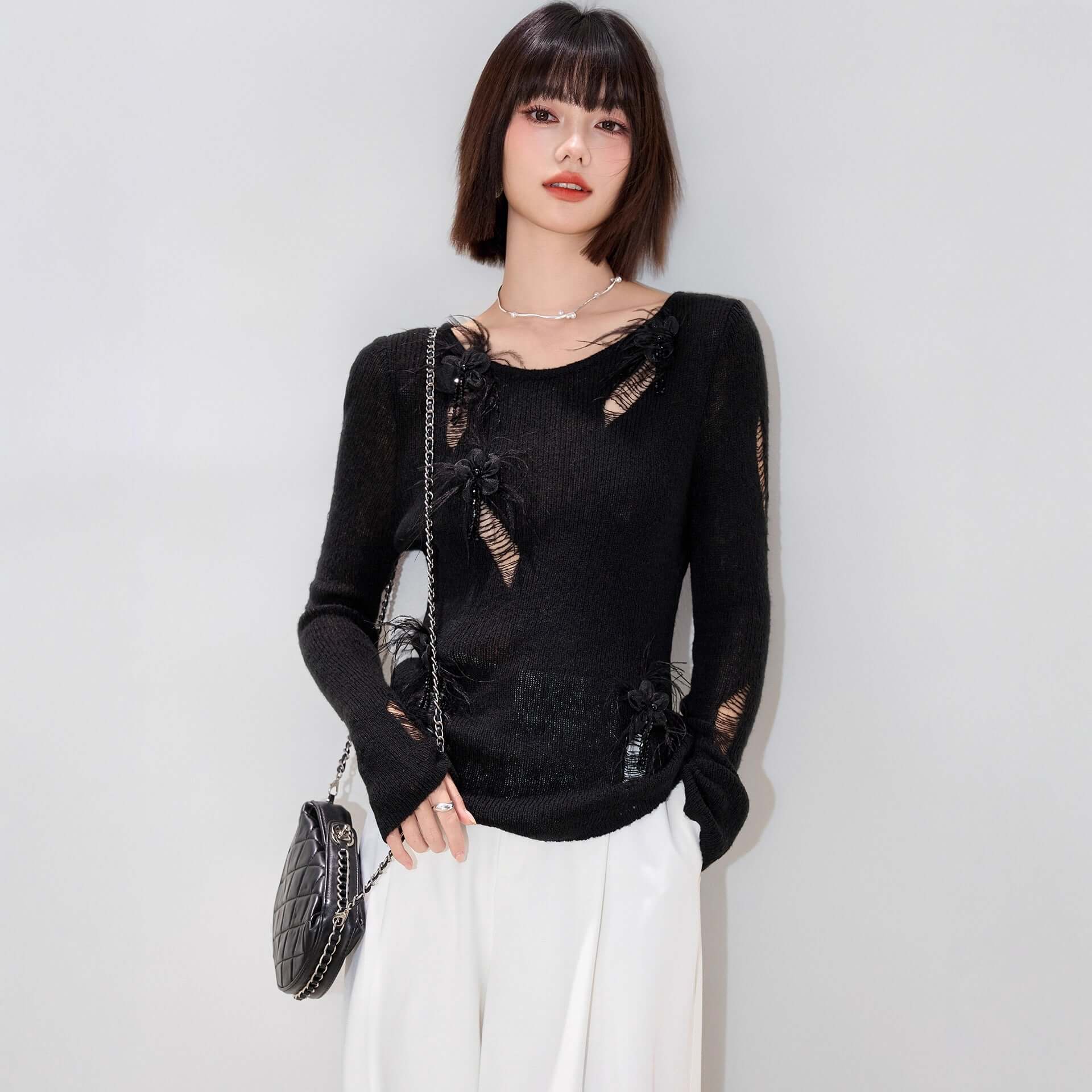 Émeline Durchbrochener Pullover