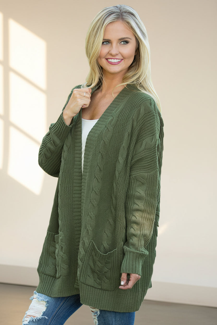 Gray Textured Knit Long Cardigan — Detail View 8