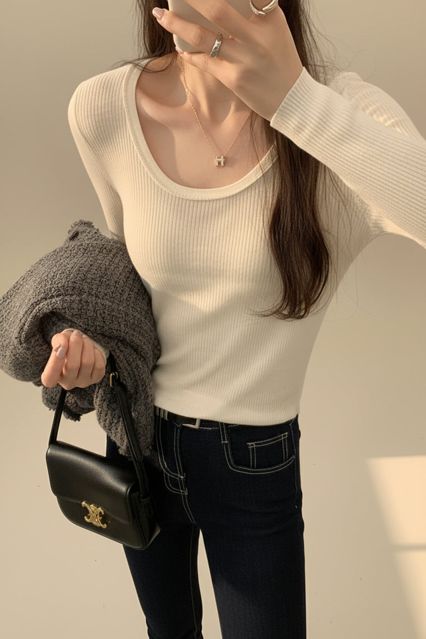 ELNOVÉ Slim Fit Knit Sweater Top