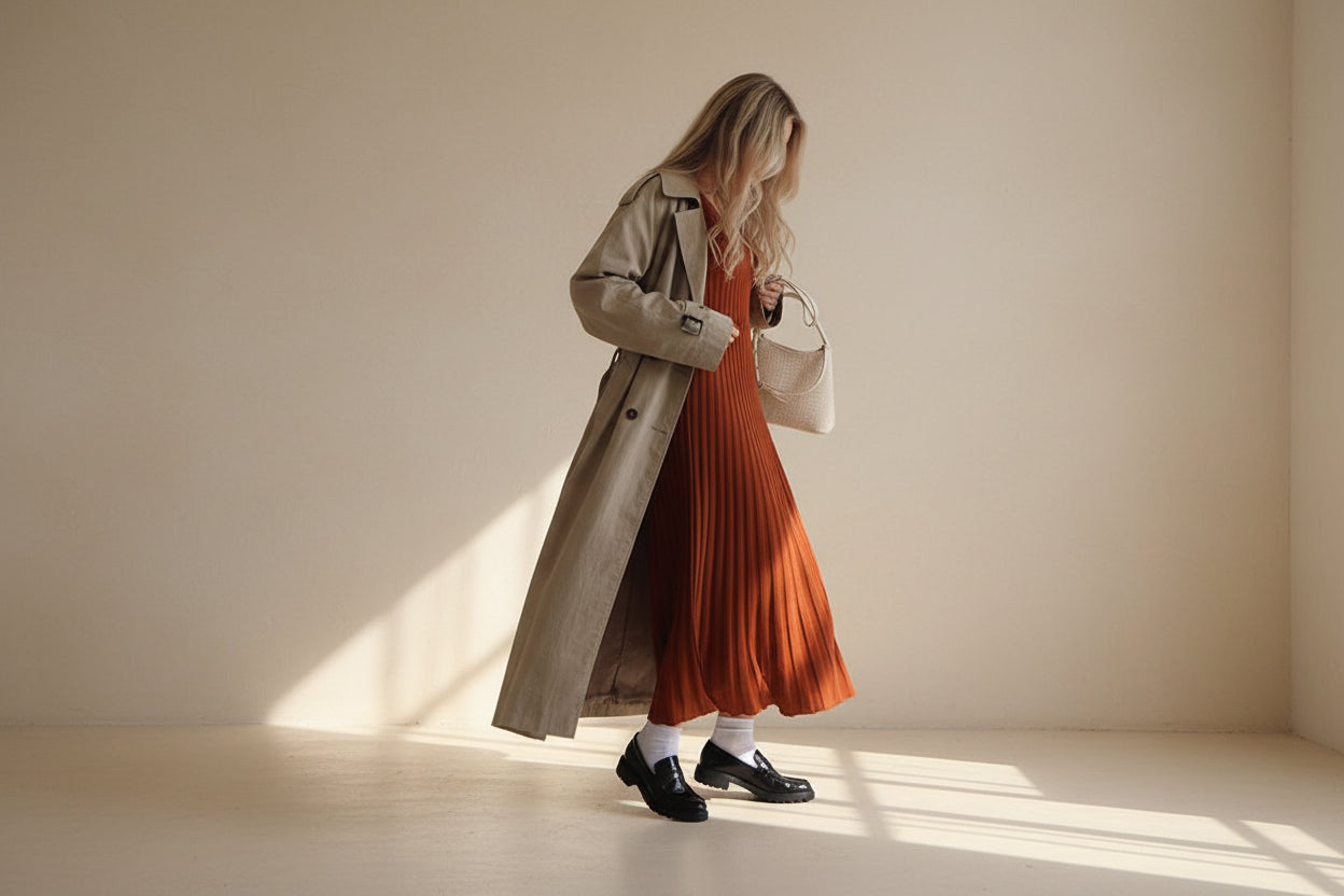 Pleated Ribbed Knit Tank Maxi Dress — styling view