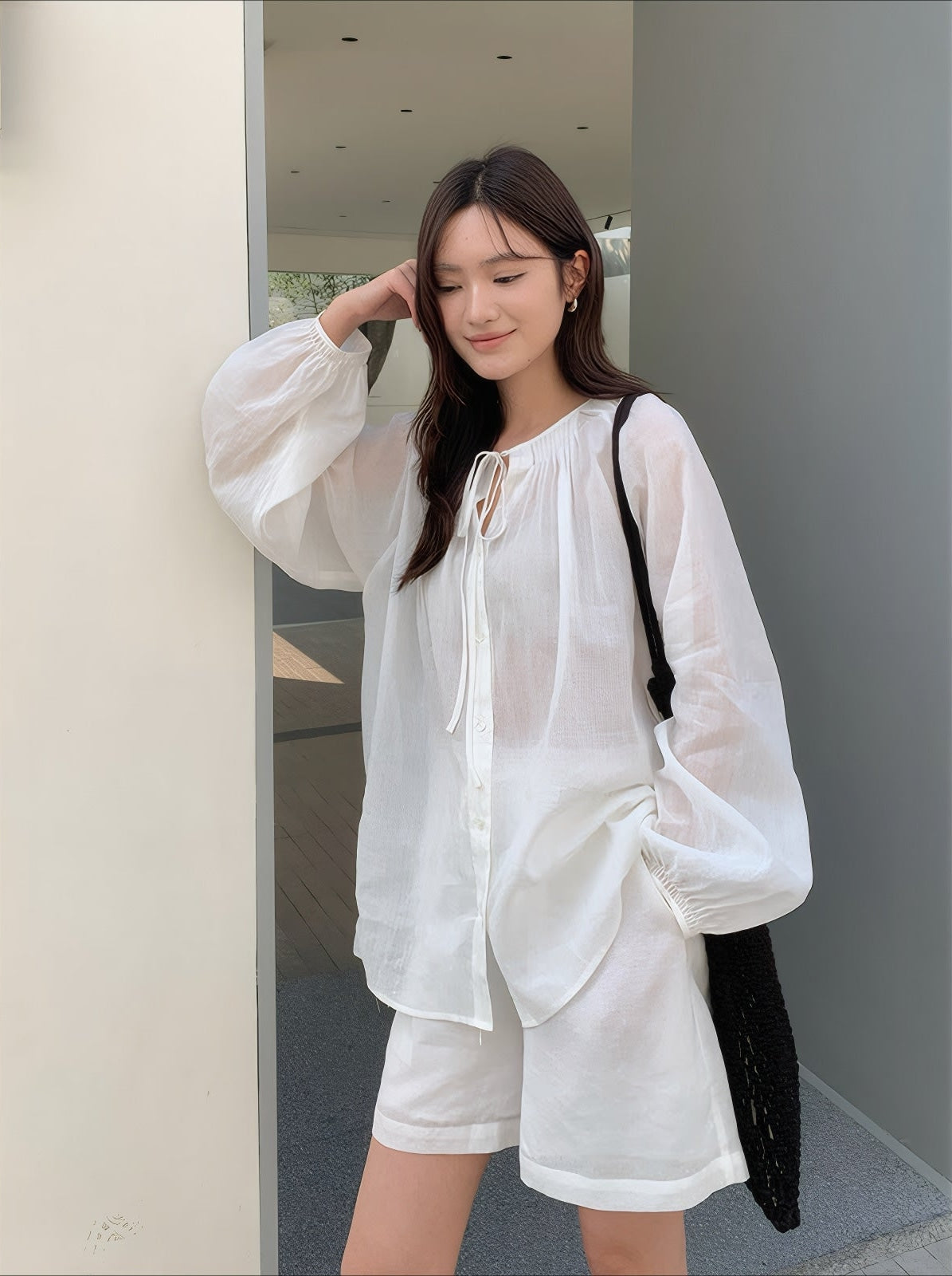 ELNOVÉ Alexandra Tie-Neck Blouse