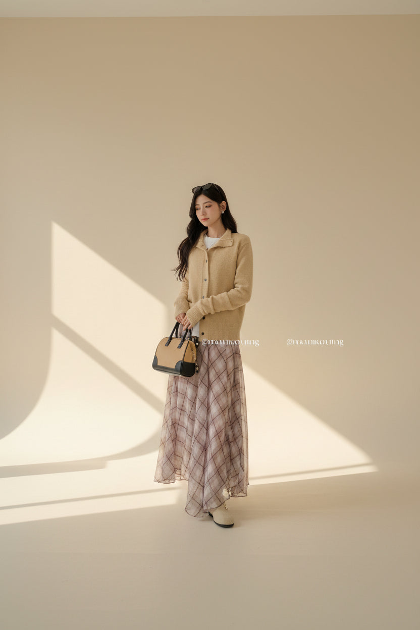 Relaxed High Neck Knit Cardigan — Detail View 2