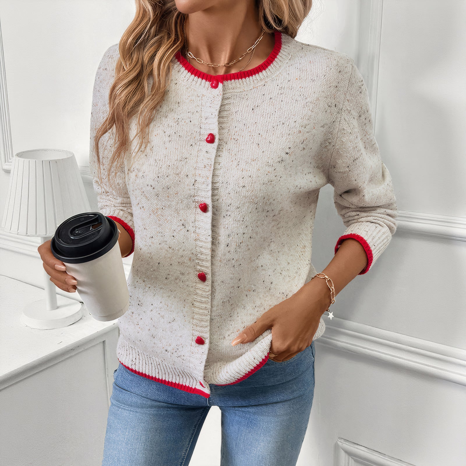 color-block knit cardigan
