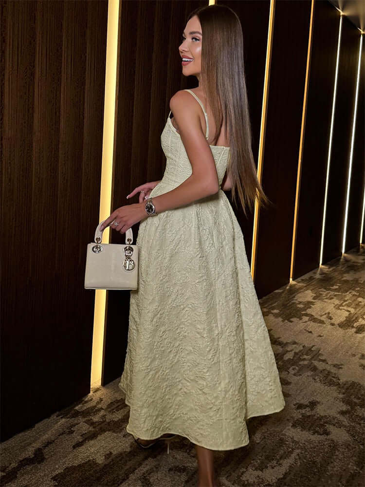 Céleste One-Shoulder Midi Dress#Color_Apricot