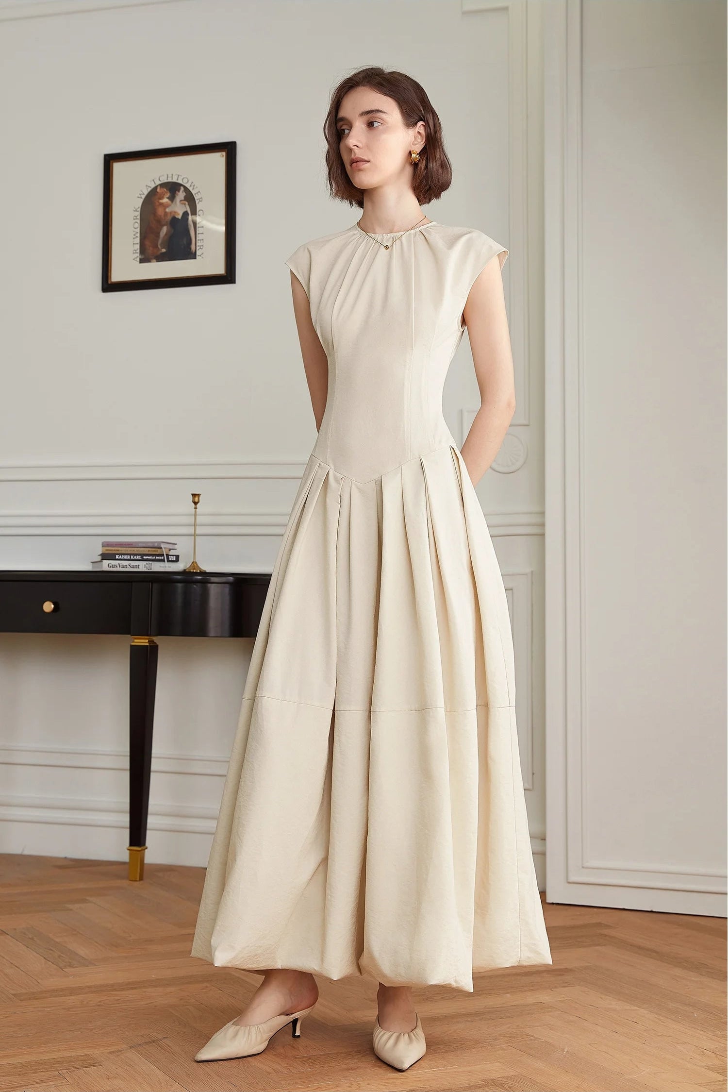 Mathilde pleated midi dress