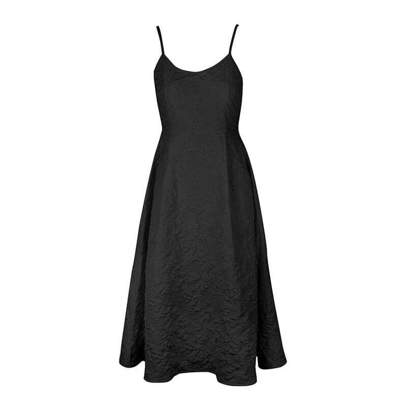 Céleste One-Shoulder Midi Dress#Color_Black