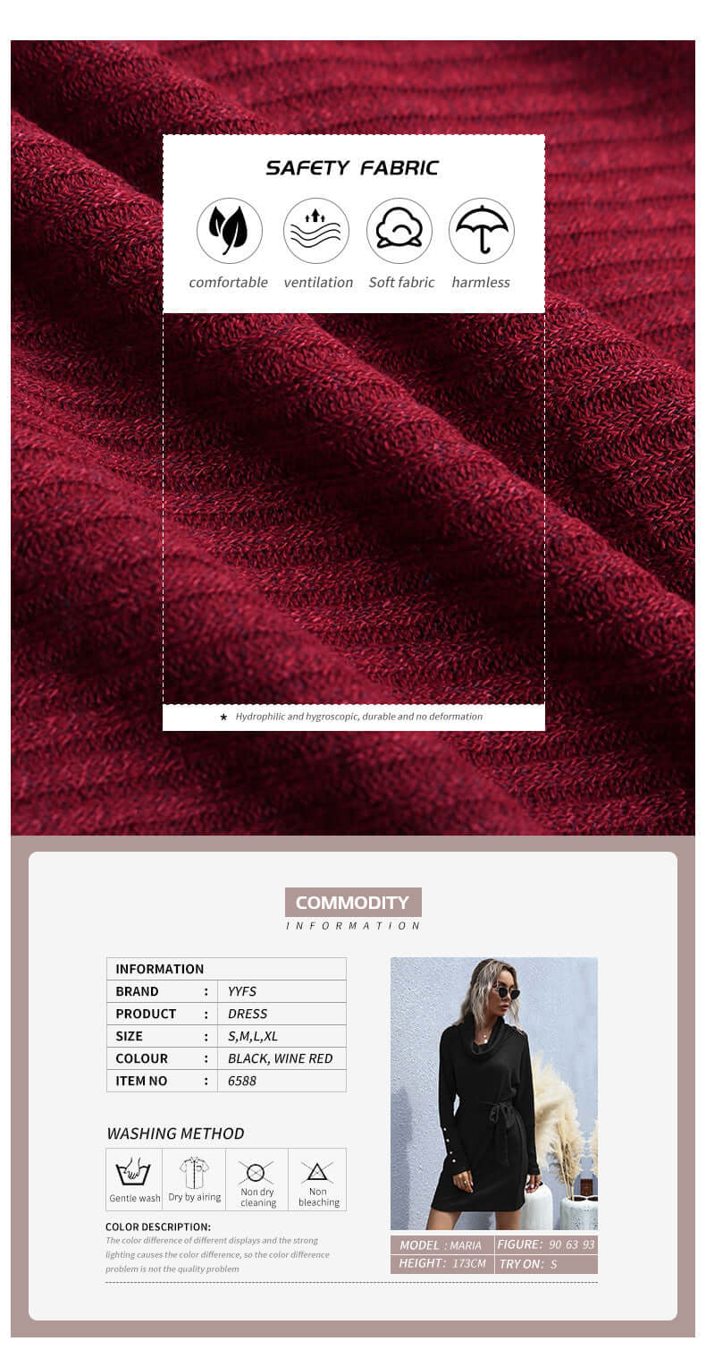 Madeleine Turtleneck Knit Midi Dress