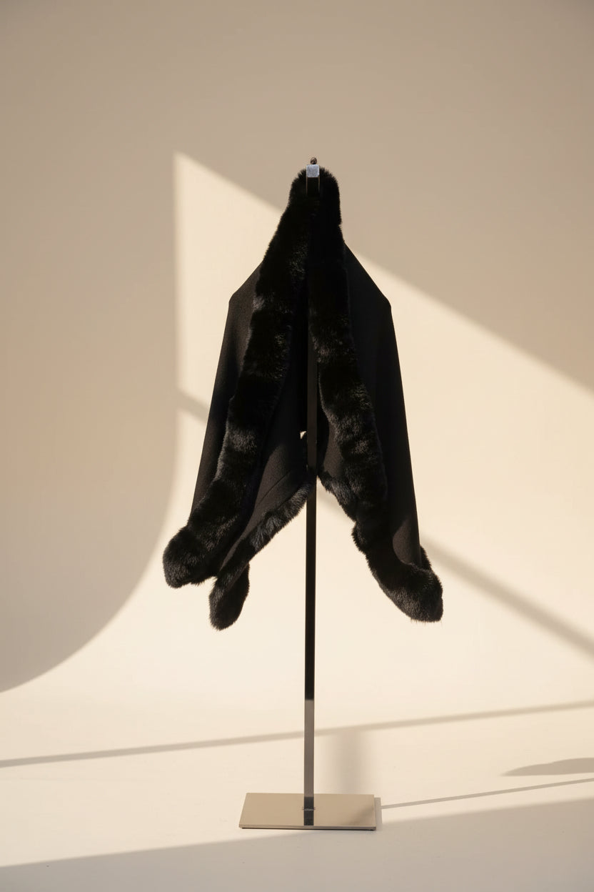 ELNOVÉ Fur Patchwork Shawl Poncho Coat