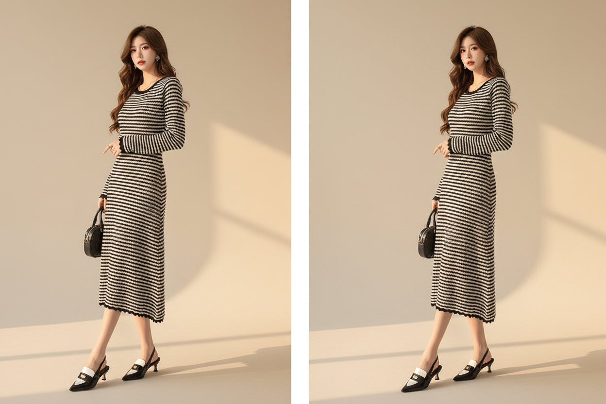 Striped Knit Maxi Dress