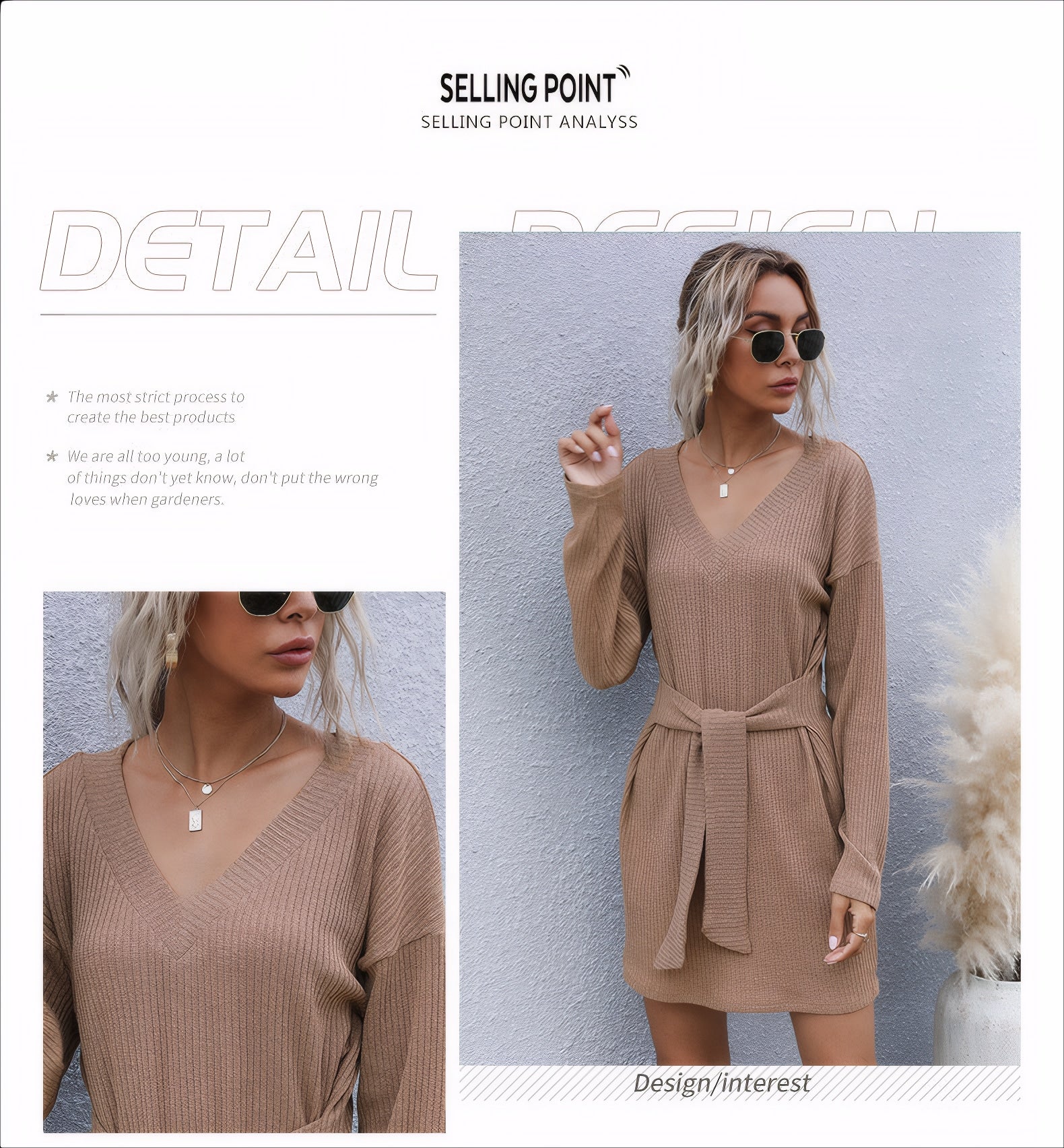 ELNOVÉ Nathalie V-Neck Knit Dress