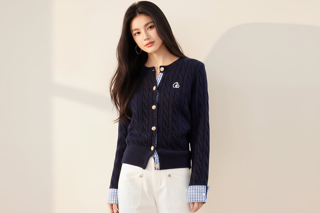 Vintage Plaid Knit Cardigan