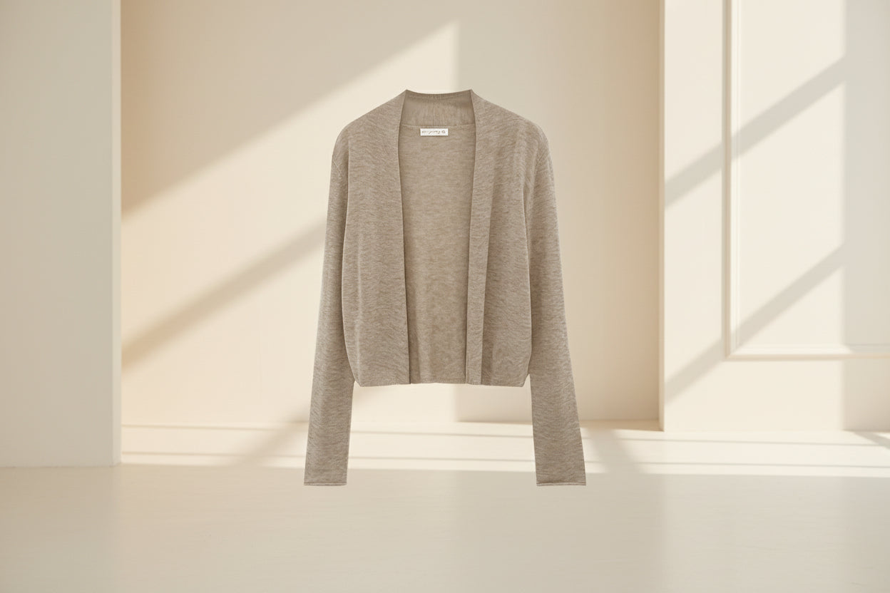 Relaxed Open-Front Knit Cardigan — Front View