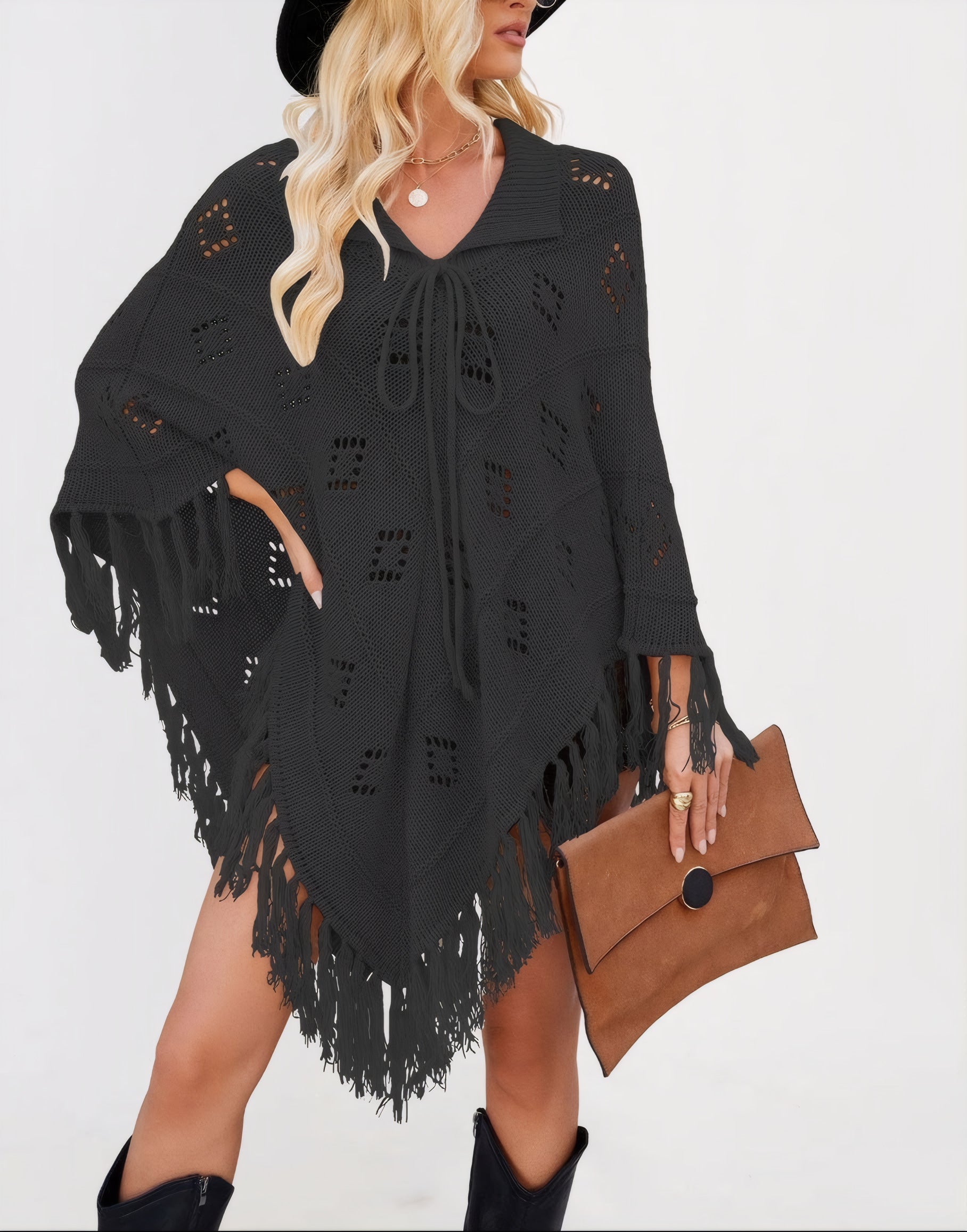 ELNOVÉ Ariane Tassel Knit Shawl