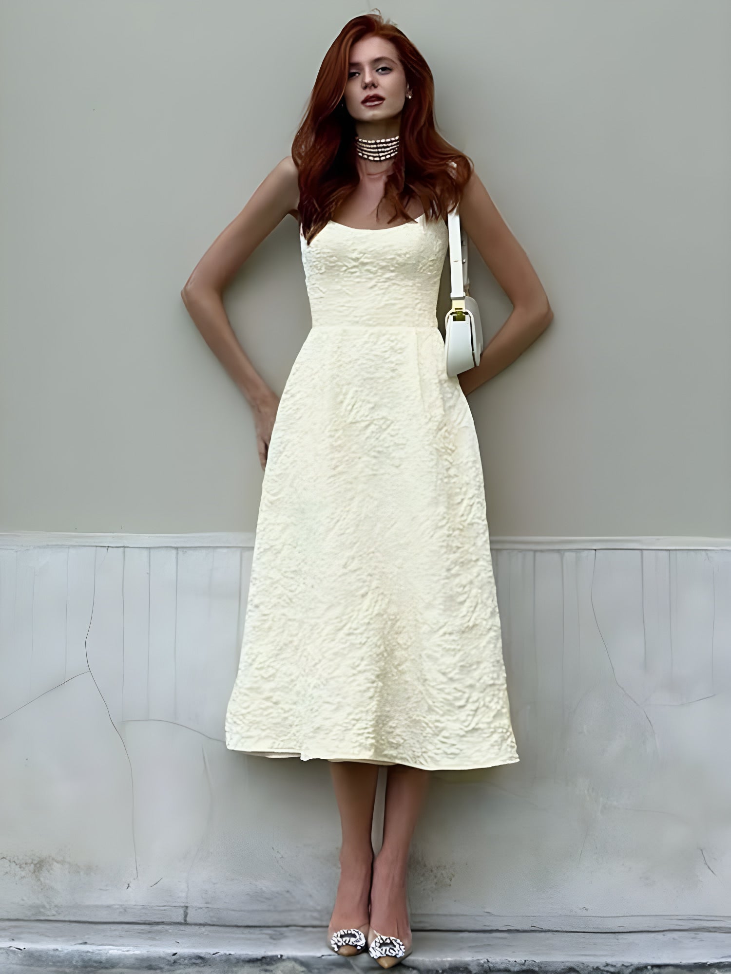Céleste One-Shoulder Midi Dress#Color_Apricot