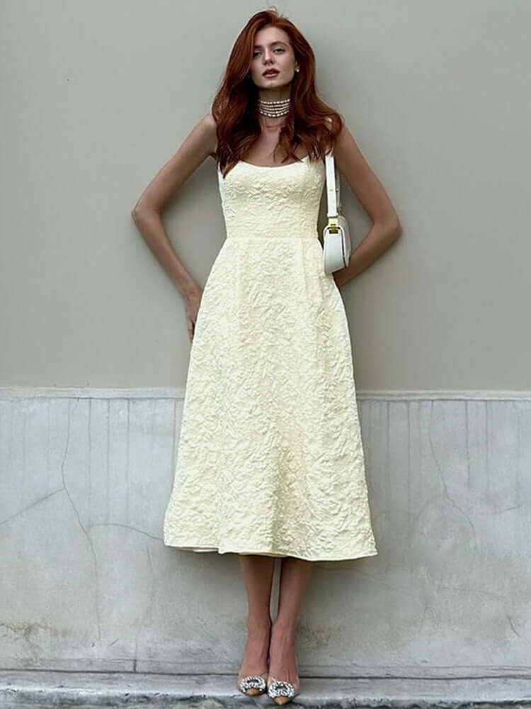 Céleste One-Shoulder Midi Dress#Color_Apricot