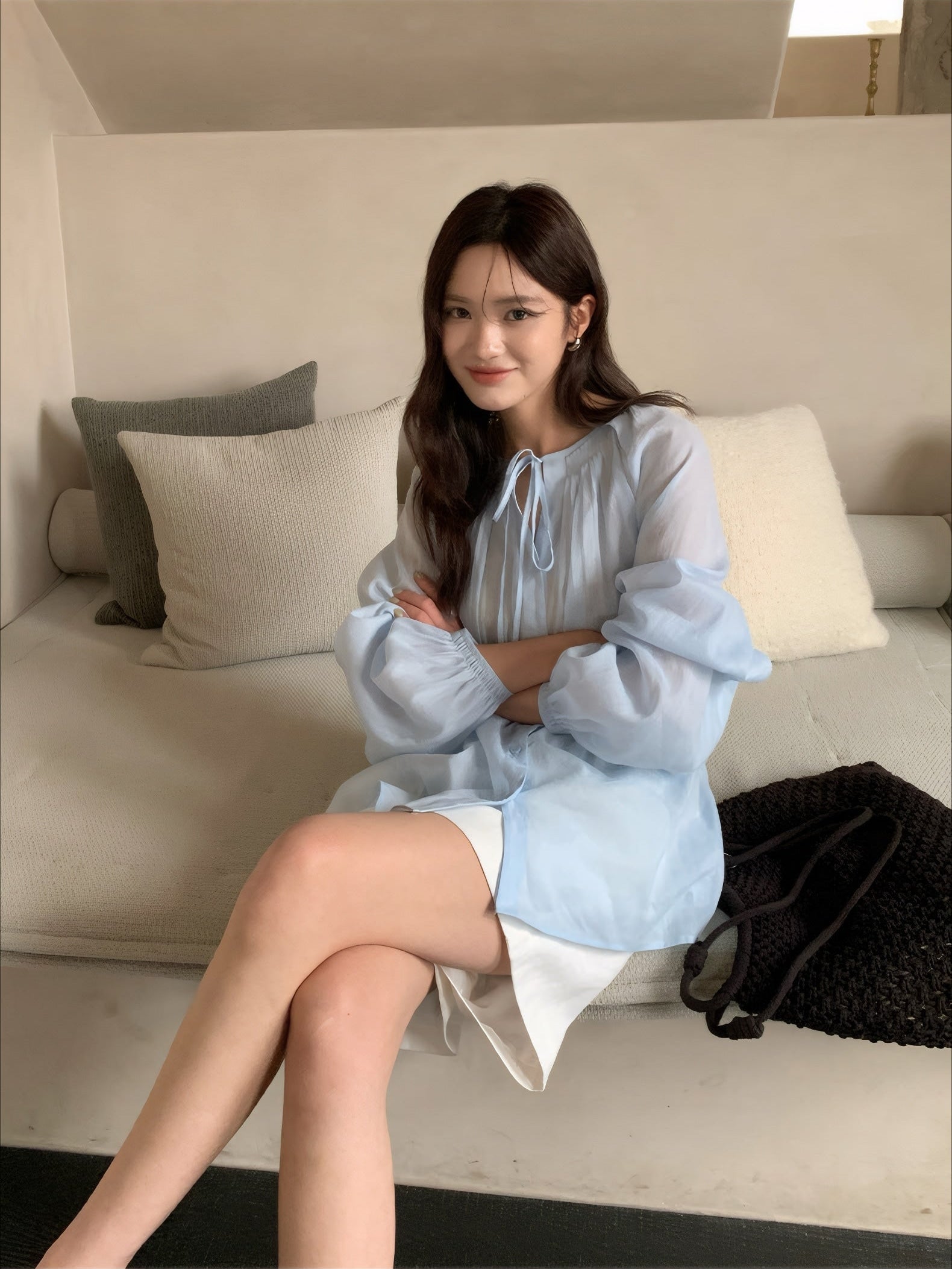 ELNOVÉ Alexandra Tie-Neck Blouse